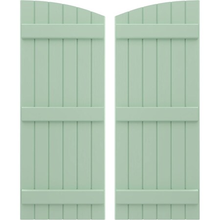 Ekena Millwork Americraft 6-Board (3 Batten) Wood Joined Board-n-Batten Shutters w/Ellipt Top, ARW401BE621X33SGH, PR ARW401BE621X33SGH